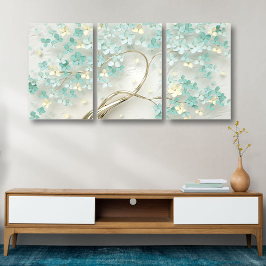 Golden Tree with blue leaves Canvas Painting
