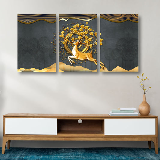 Golden Deer Canvas Painting