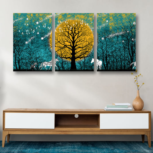 Yellow moon & Tree Canvas Painting