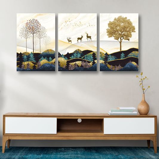 Golden Landscape Canvas Painting