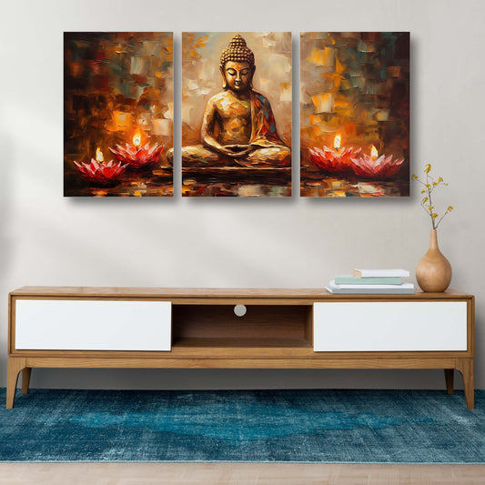 Contemporary Buddha with Lotus Canvas Painting