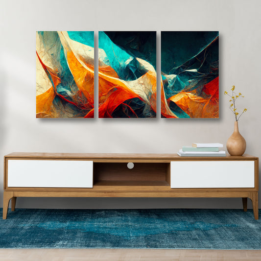 Abstract Teal Orangewall Canvas Painting