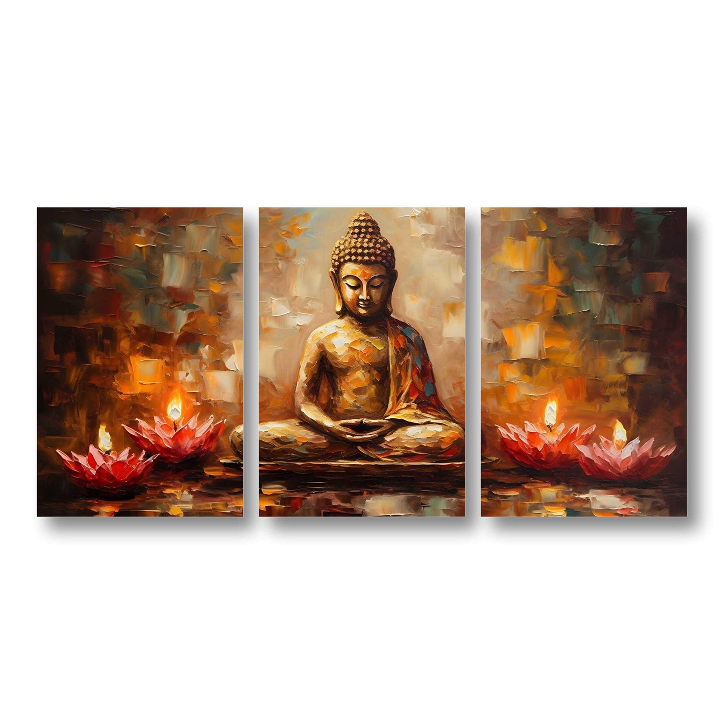 Contemporary Buddha with Lotus Canvas Painting
