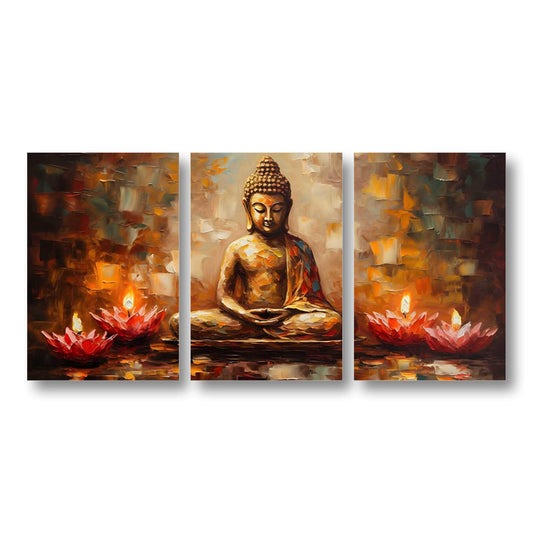 Contemporary Buddha with Lotus Canvas Painting