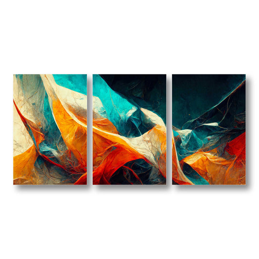 Abstract Teal Orangewall Canvas Painting