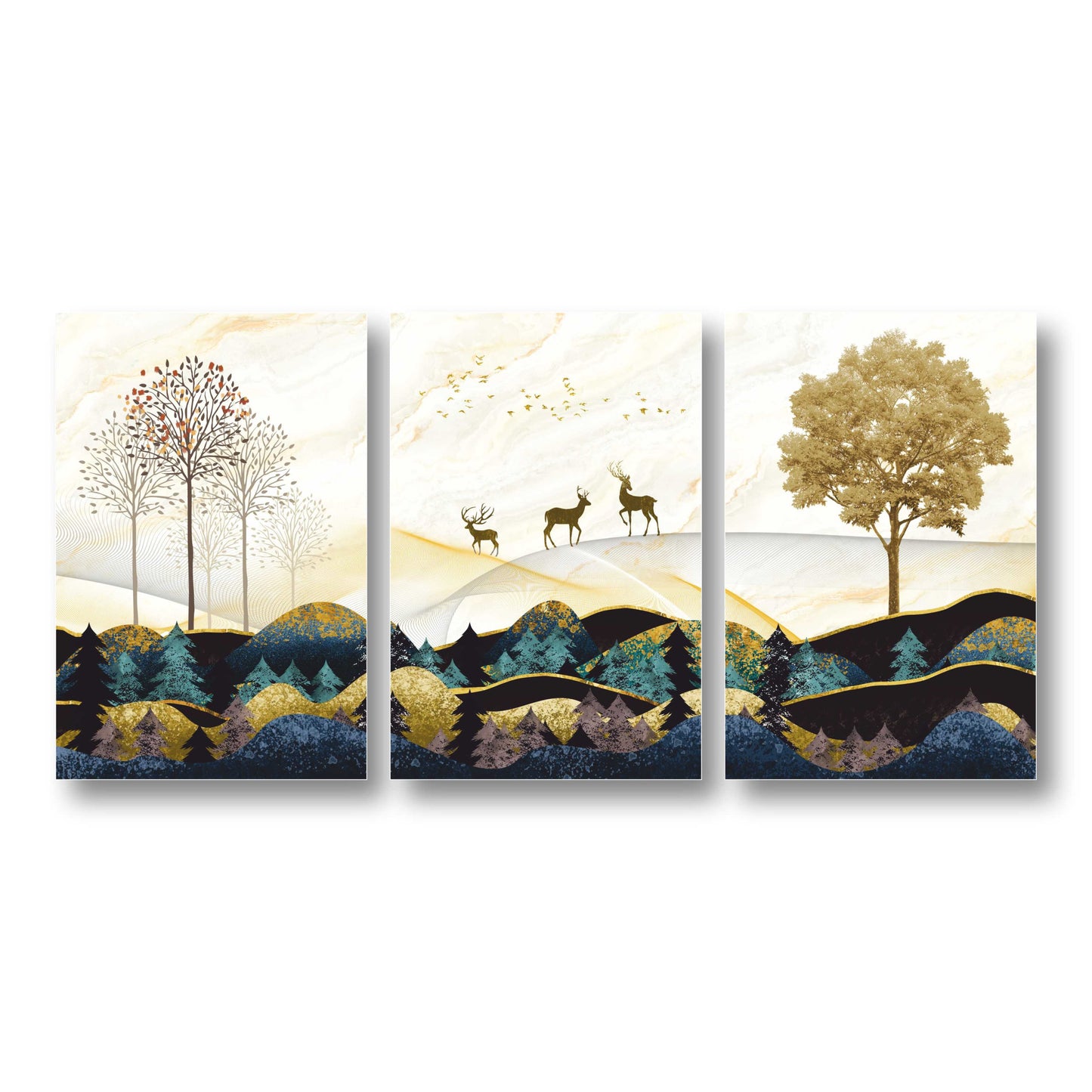 Golden Landscape Canvas Painting