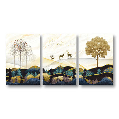 Golden Landscape Canvas Painting