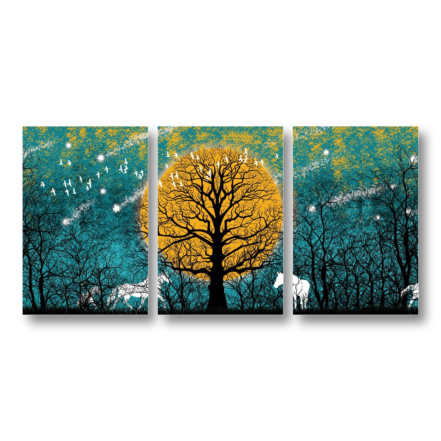 Yellow moon & Tree Canvas Painting