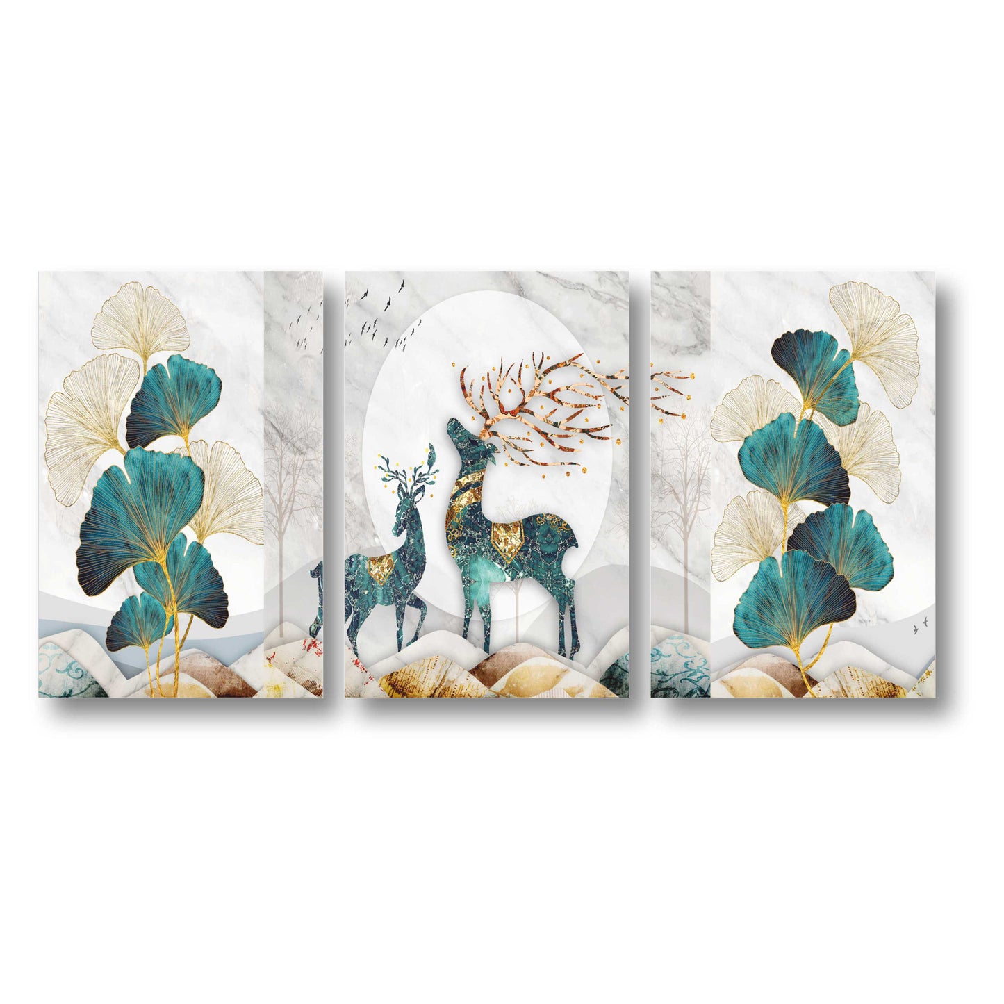 Golden Deer In The Woods Canvas Painting