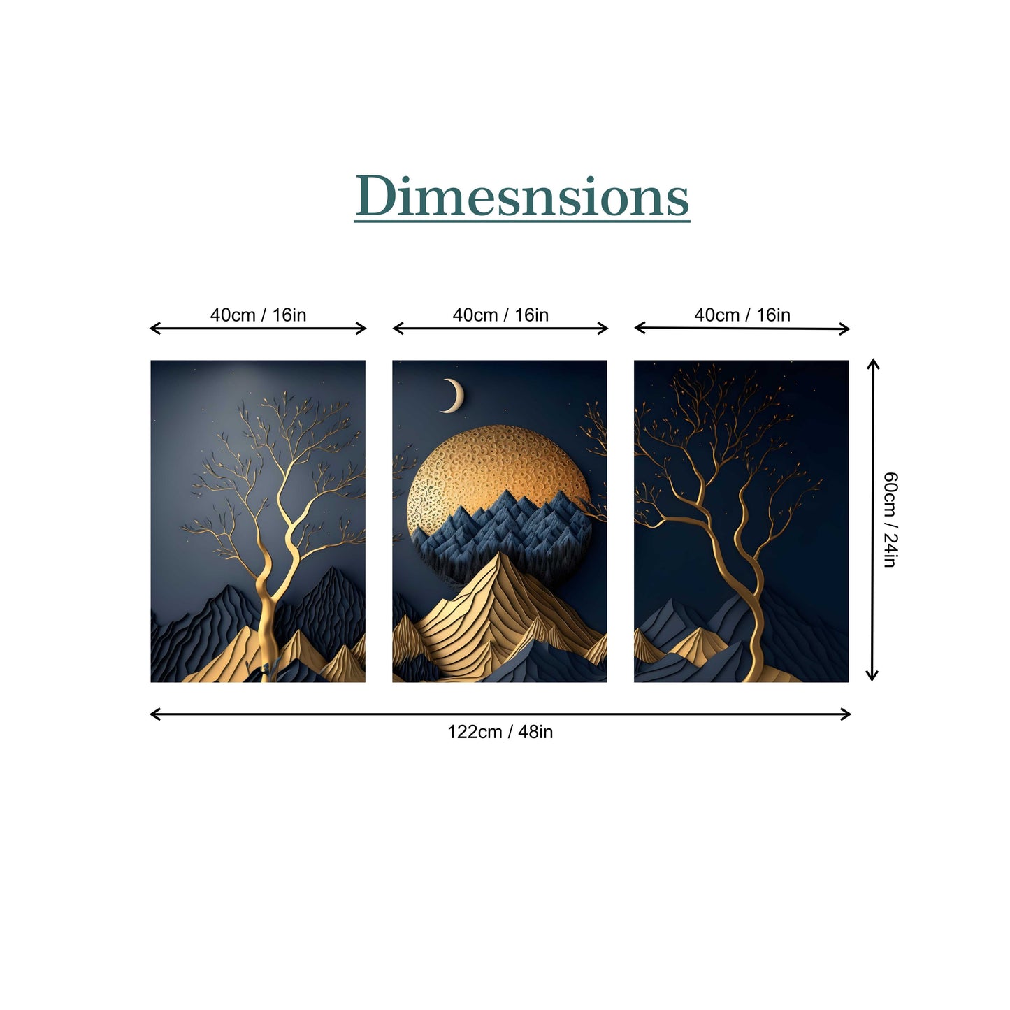 Golden Mountains Landscape - Modern Nature Canvas Painting