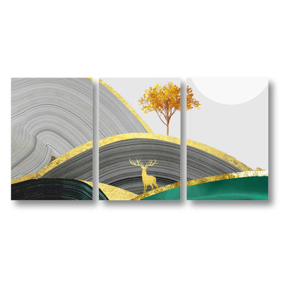 Golden Deer in a Valley Canvas Painting