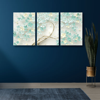 Golden Tree with blue leaves Canvas Painting