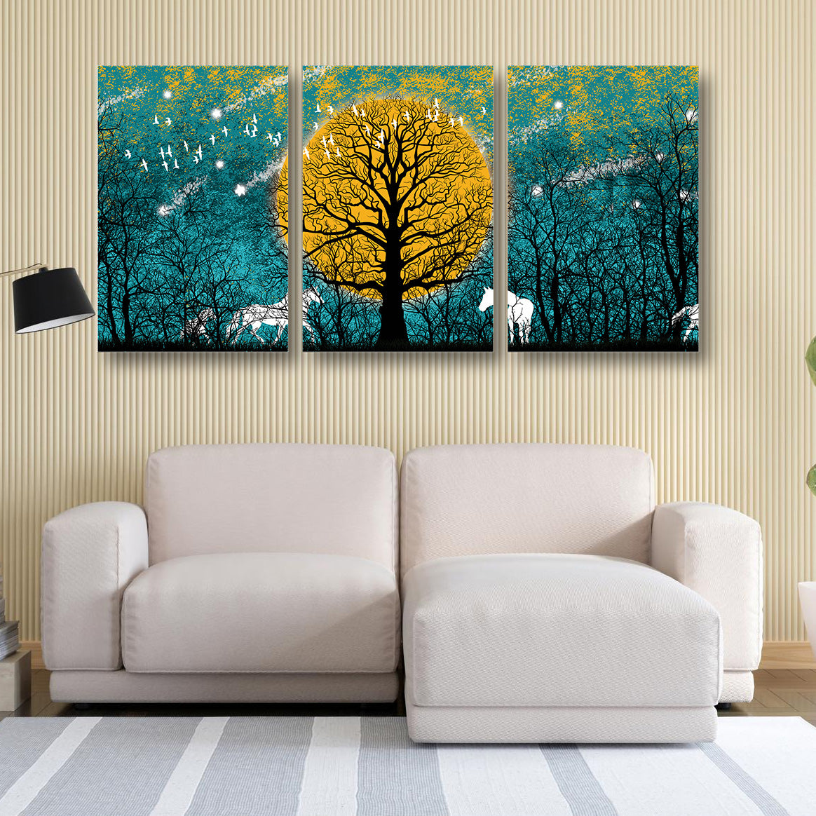 Yellow moon & Tree Canvas Painting