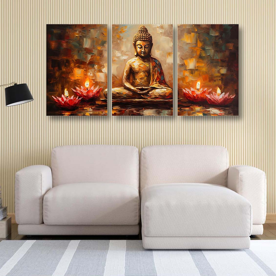 Contemporary Buddha with Lotus Canvas Painting