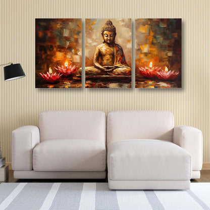 Contemporary Buddha with Lotus Canvas Painting