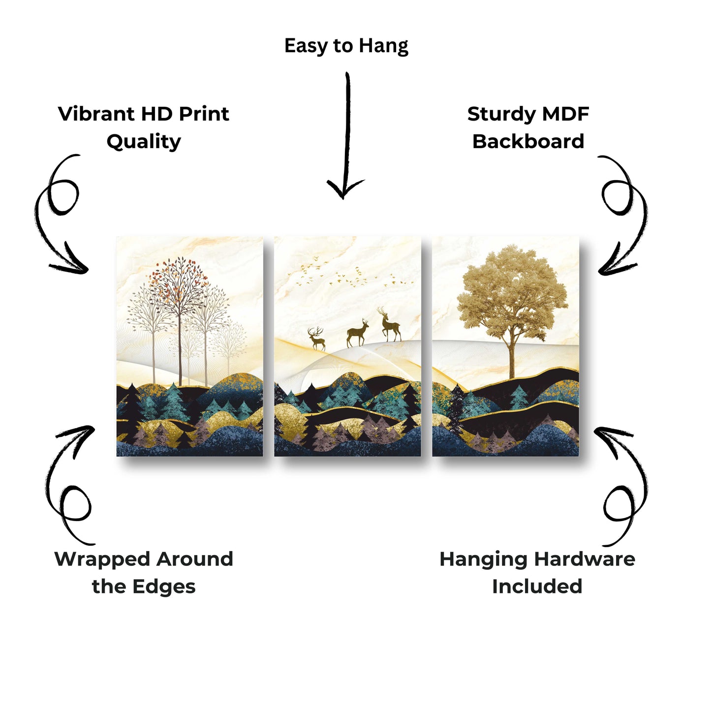 Golden Landscape Canvas Painting