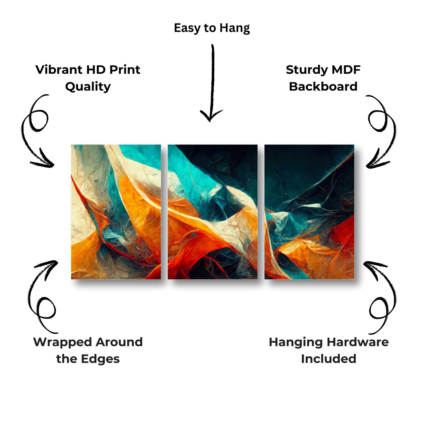 Abstract Teal Orangewall Canvas Painting