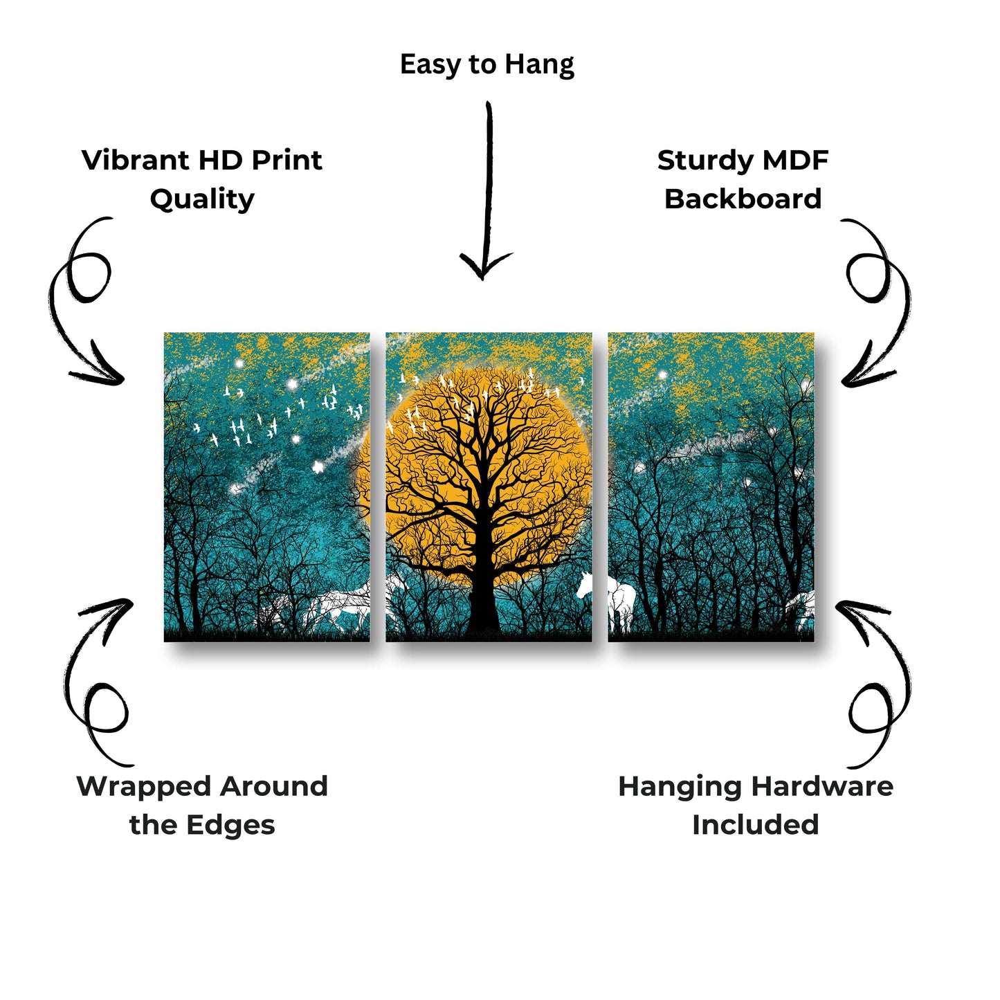 Yellow moon & Tree Canvas Painting