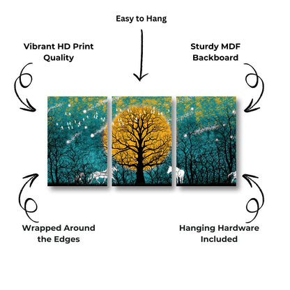 Yellow moon & Tree Canvas Painting