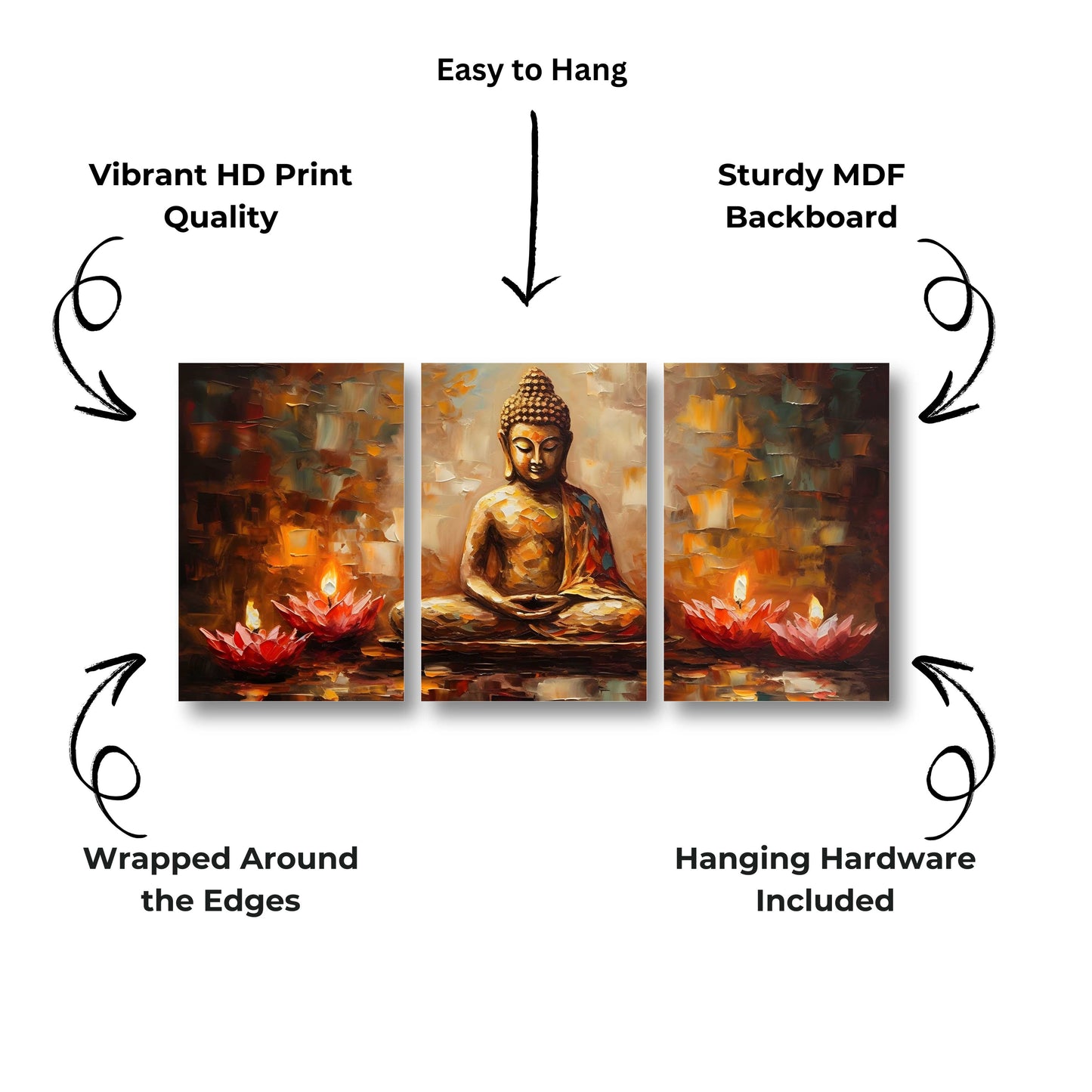Contemporary Buddha with Lotus Canvas Painting